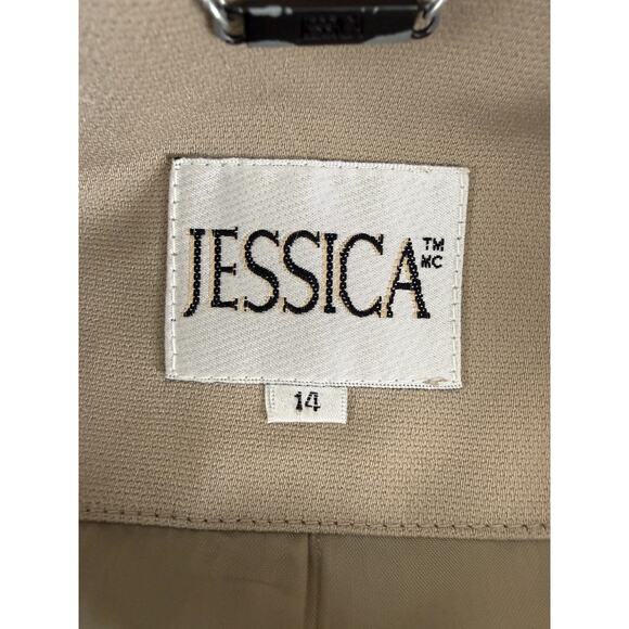 Jessica Size 14 Outdoor Snap Button Overcoat Beige V Neck Long Sleeve - Picture 6 of 9